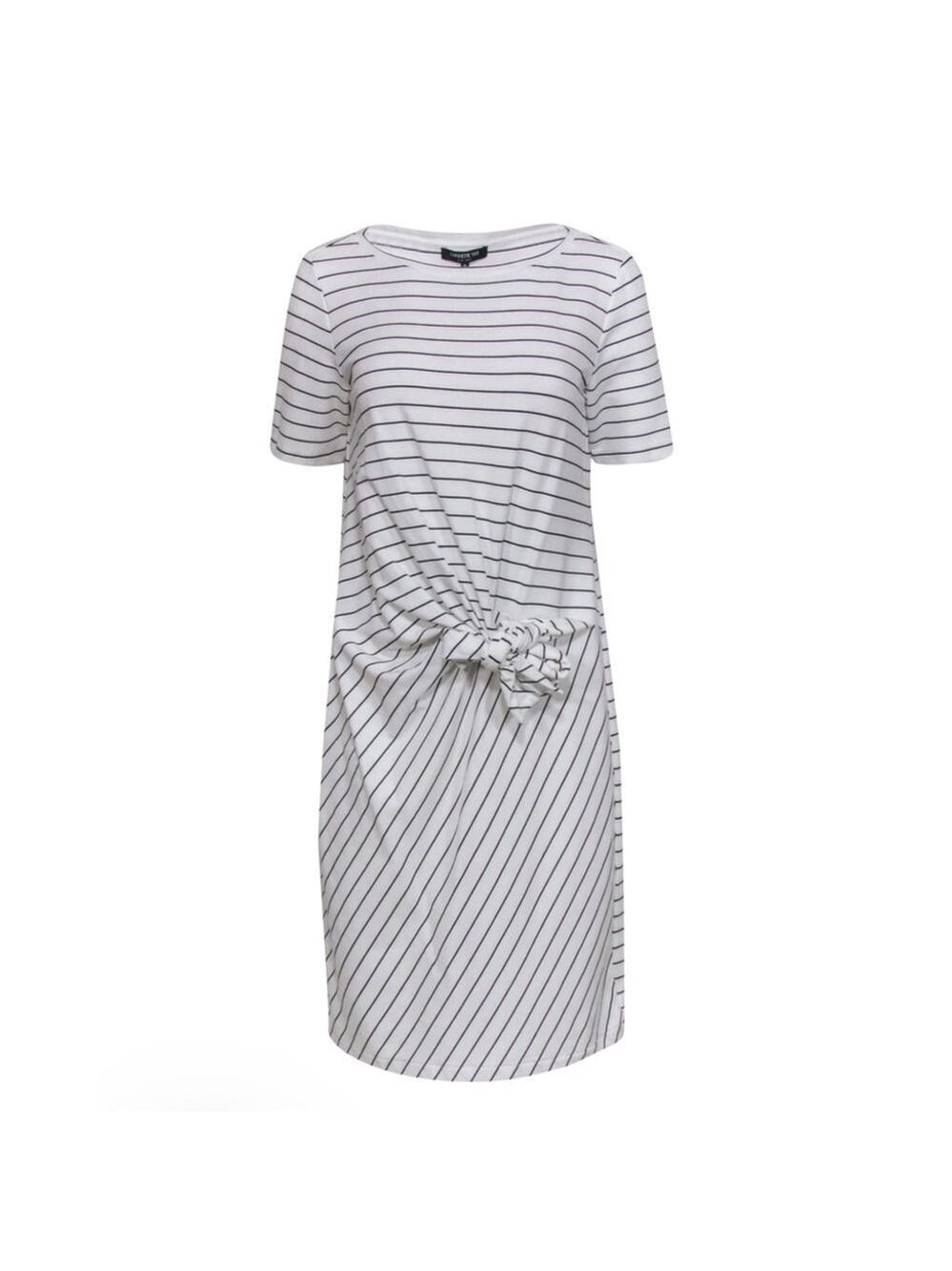 Lafayette 148 - White & Black Striped Tied T-Shirt Dress medium